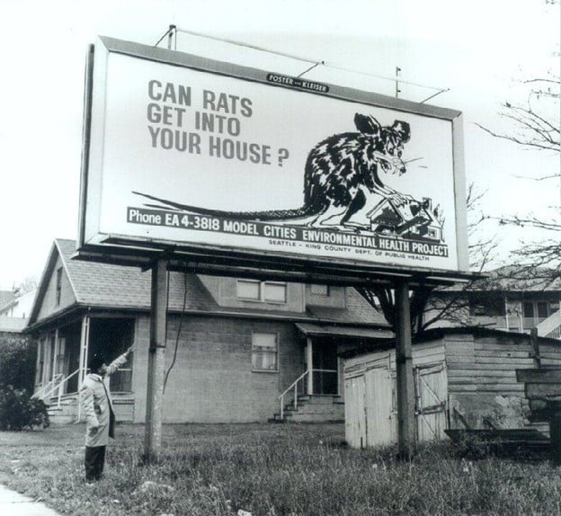 Rat Control billboard in Seattle - photo source King County