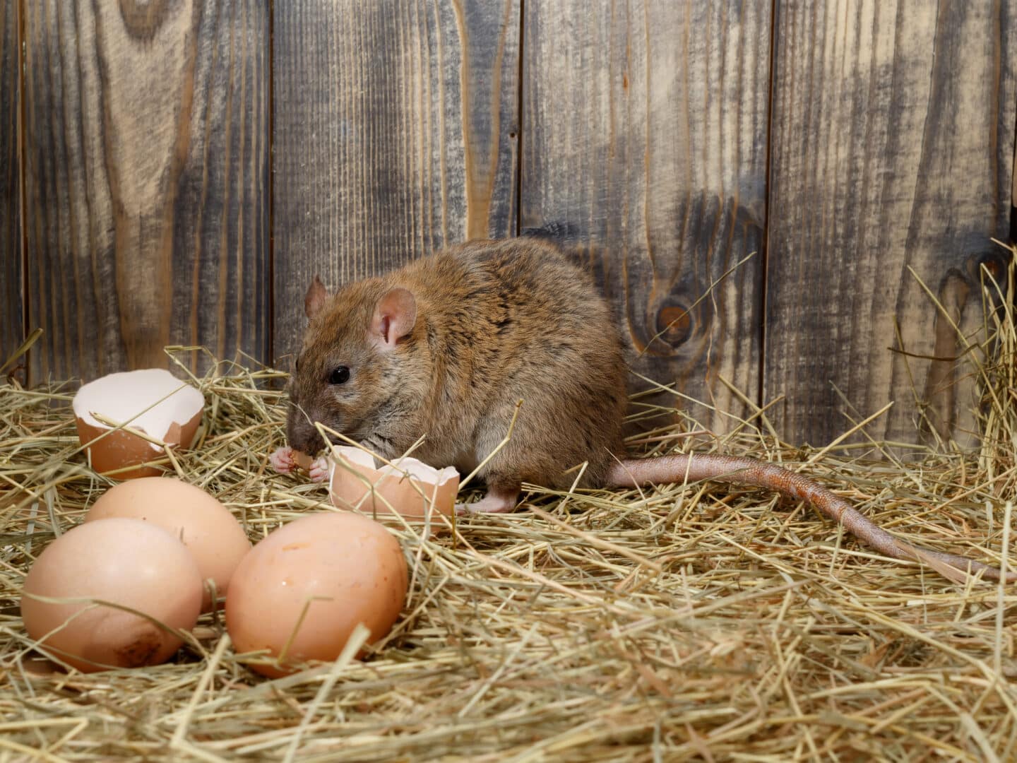 rat eating eggs in chicken coop